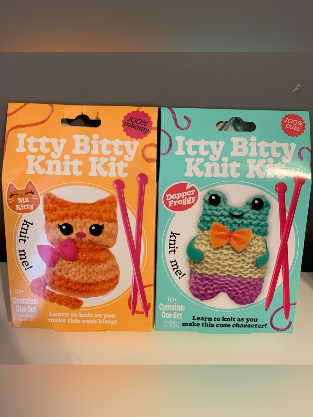 Itty Bitty Toes Knit Kit - Orange Kitty & Teal Dapper Frogg